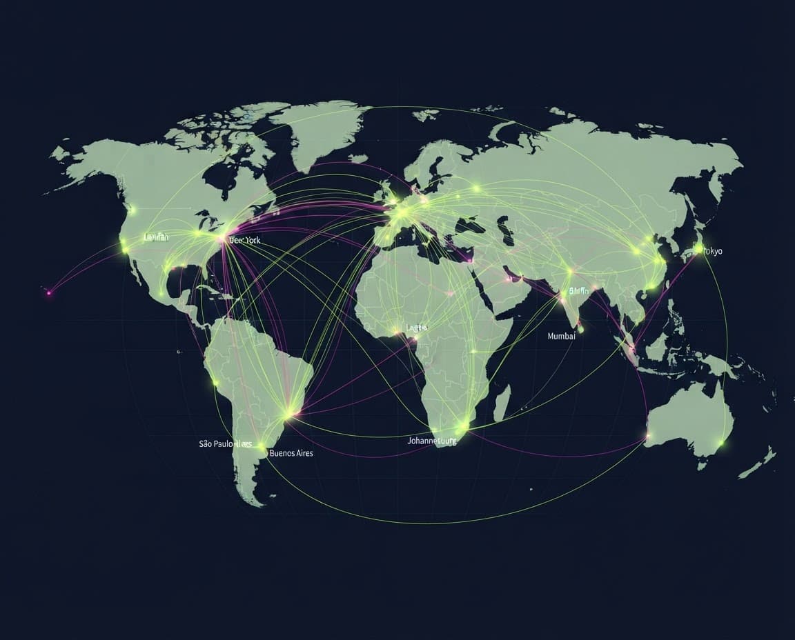 Global voice and messaging network map